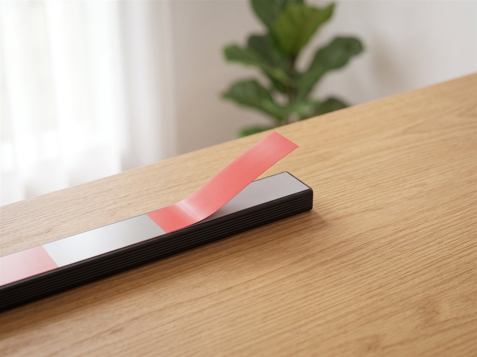 Under-desk cable tray — On the desk · close-up
