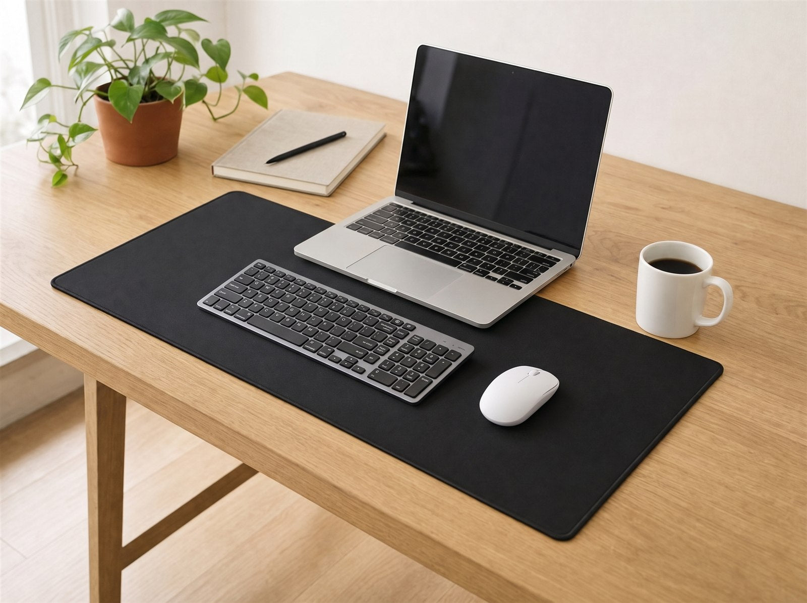 Desk mat XXL — In use · laptop, keyboard, mouse