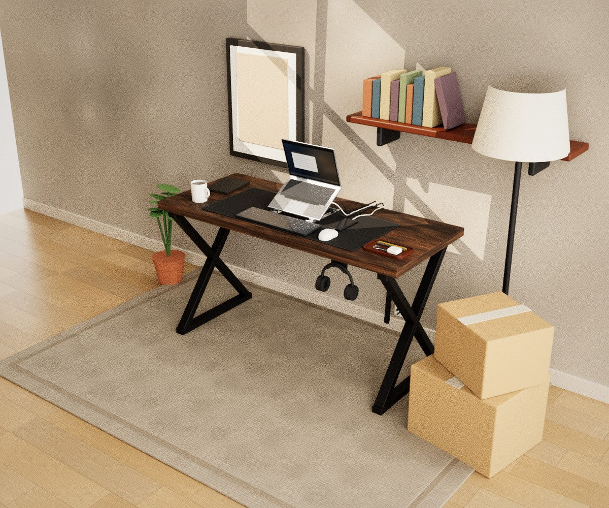 The desk with the Ground Up kit: every piece in place