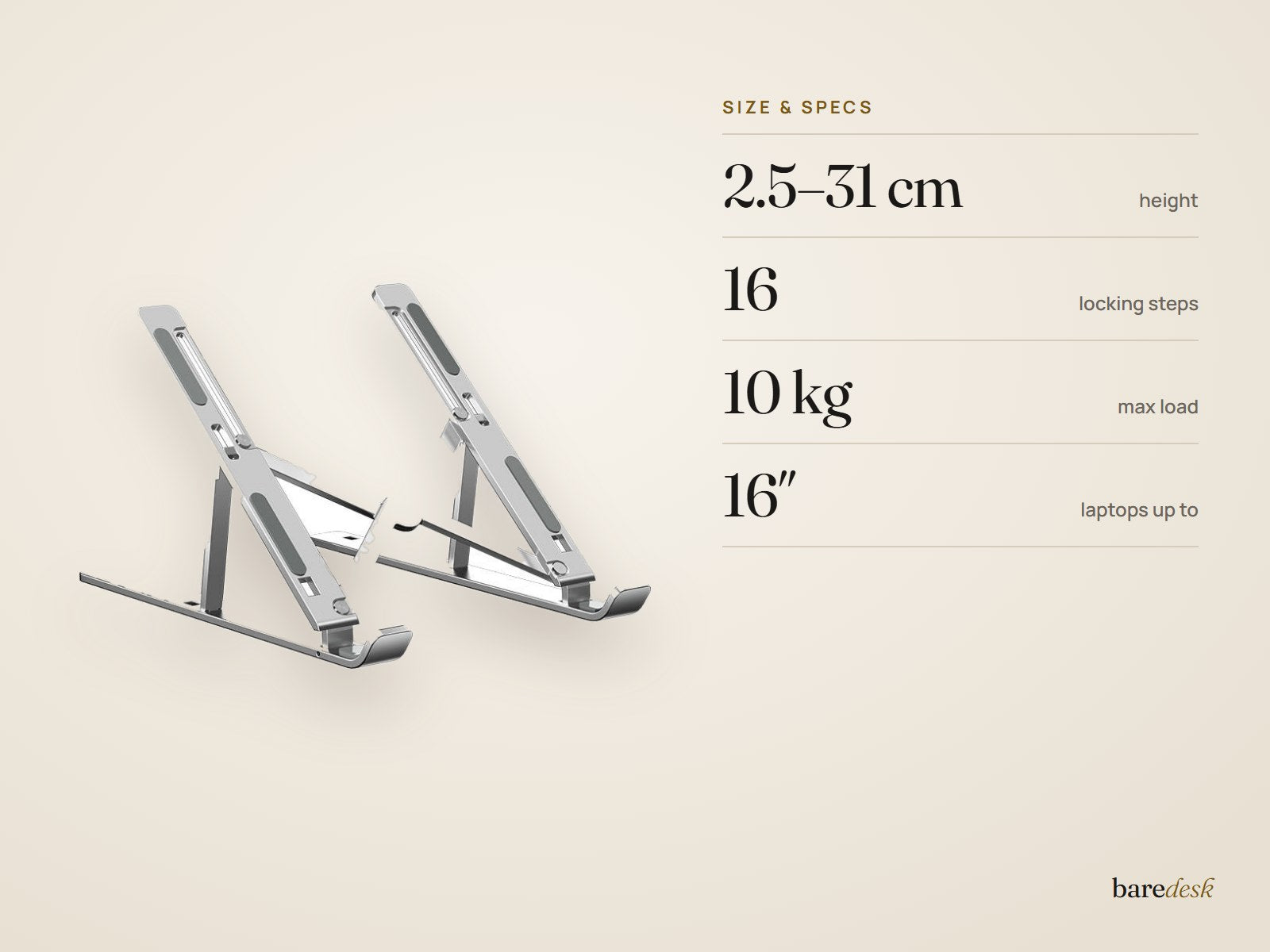 Laptop stand — Size & specs