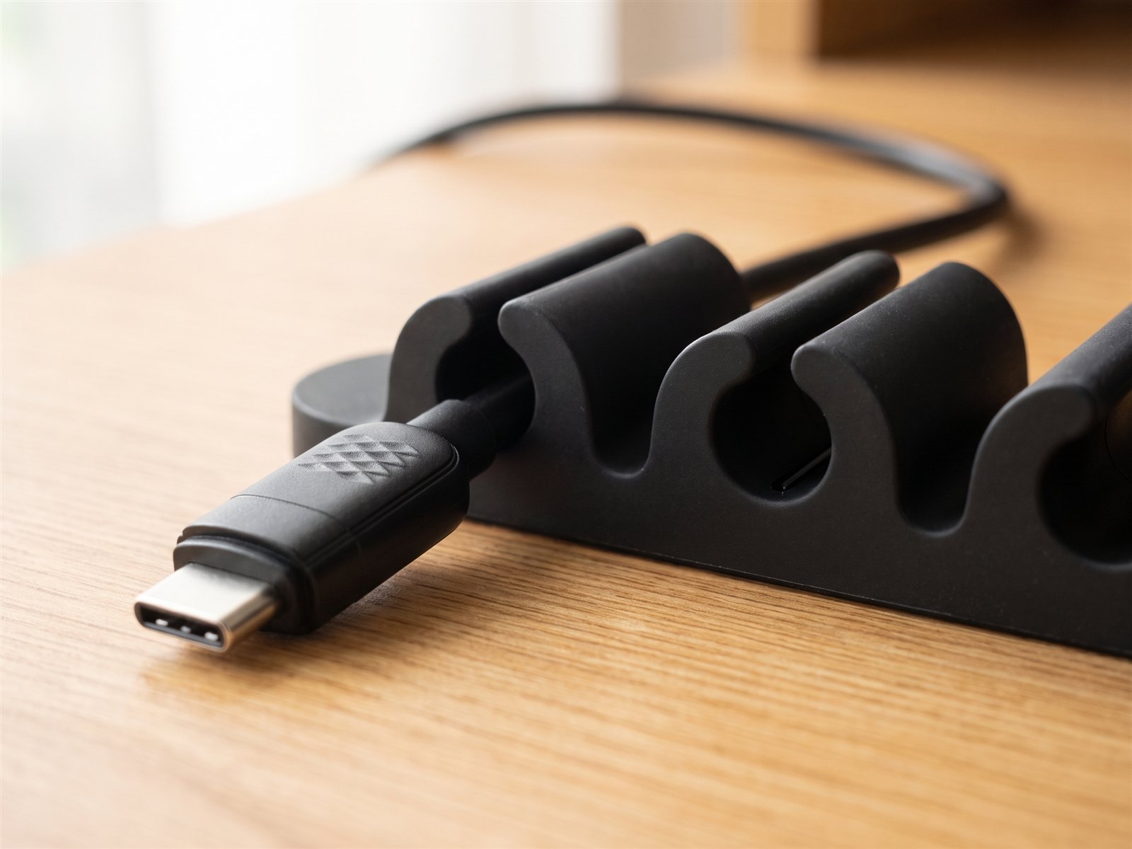 Cable clips — On the desk · close-up