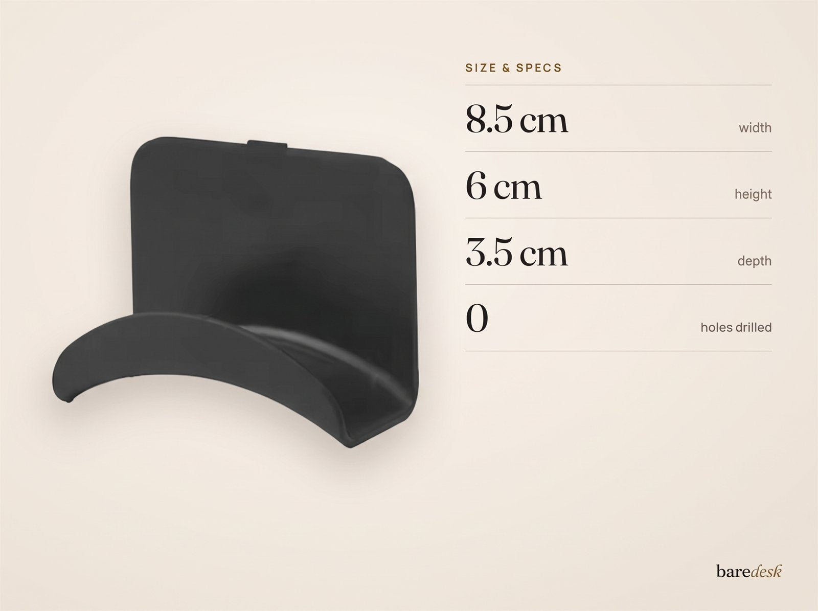 Headphone hook — Size & specs