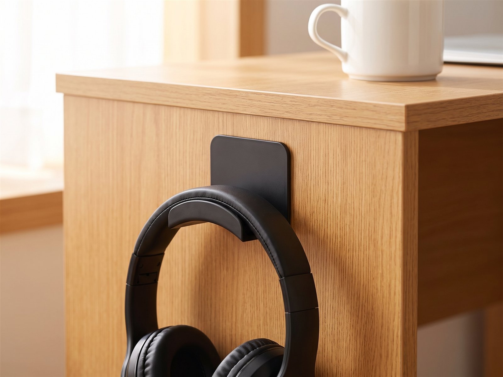Headphone hook — On the desk · close-up