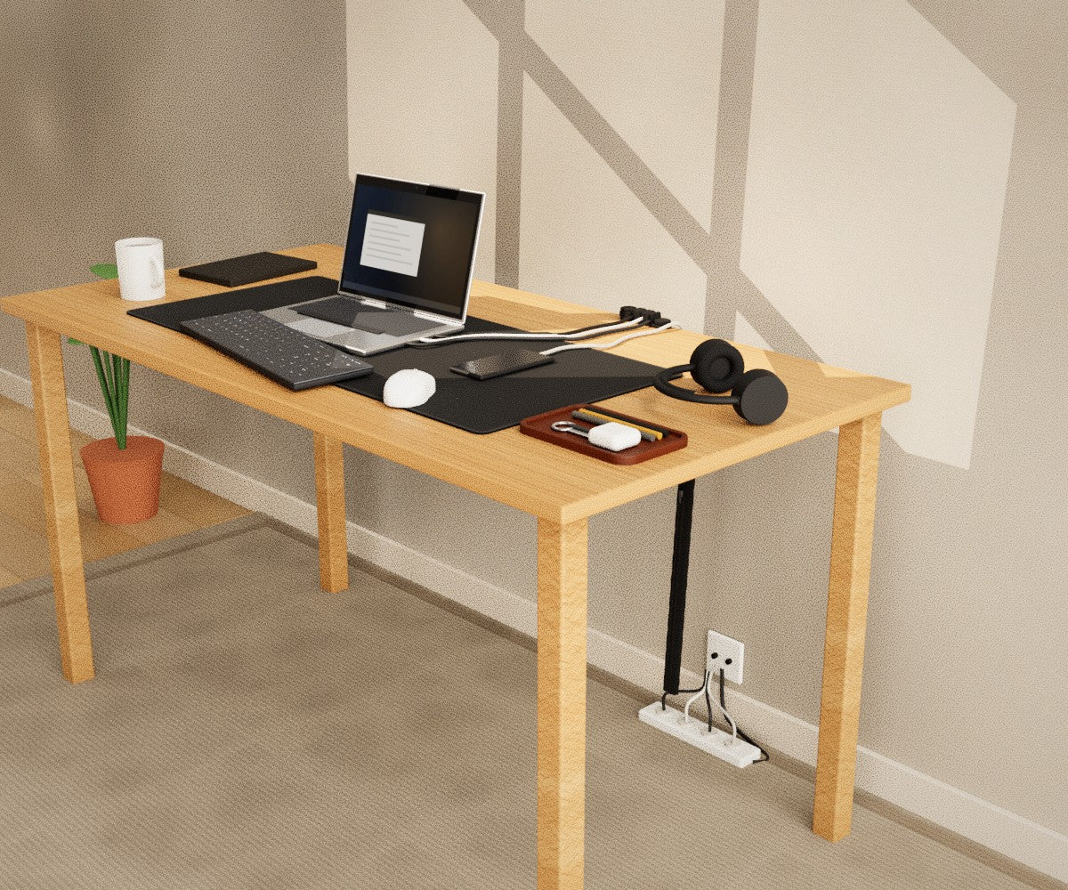 The desk with the Desk Reset kit: every piece in place