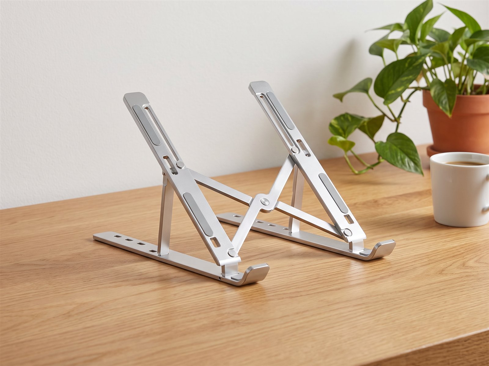Laptop stand — Aluminium · folds flat