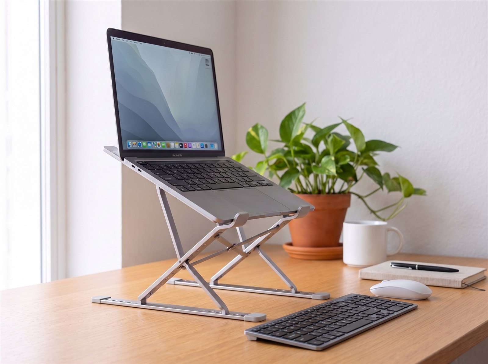 Laptop stand in use