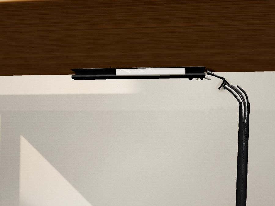 Under-desk cable tray — Close-up · our own photo