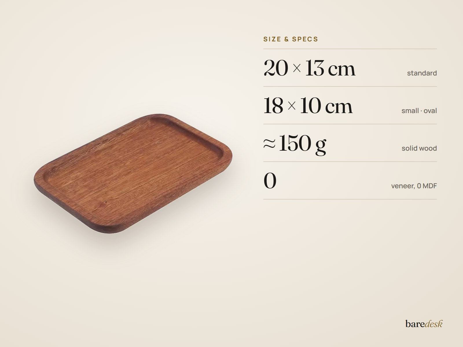 Wooden tray — Size & specs