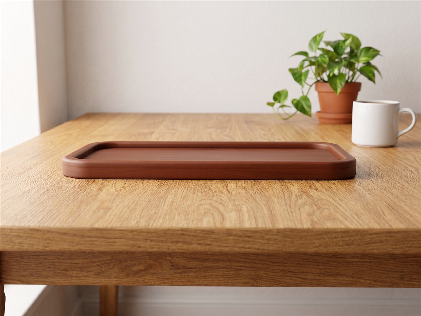 Wooden tray — On the desk · front